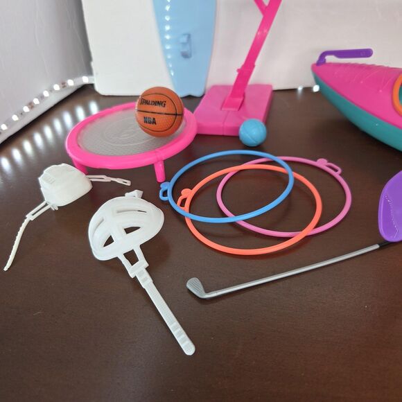 Barbie Sports Accessories Lot Kayak Surfboard Balance Beam Paddle Trophy Mattel - Picture 6 of 15